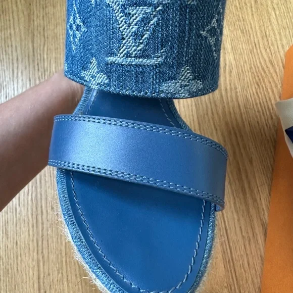 Women’s Louis Vuitton Starboard Espadrille Wedges Size 9 Blue - Picture 7 of 9